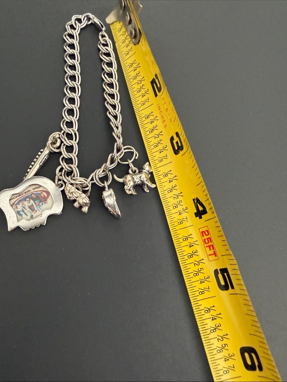 Vintage Silver Charm Bracelet with Photo Frame & Animal Charms - Picture 2 of 3